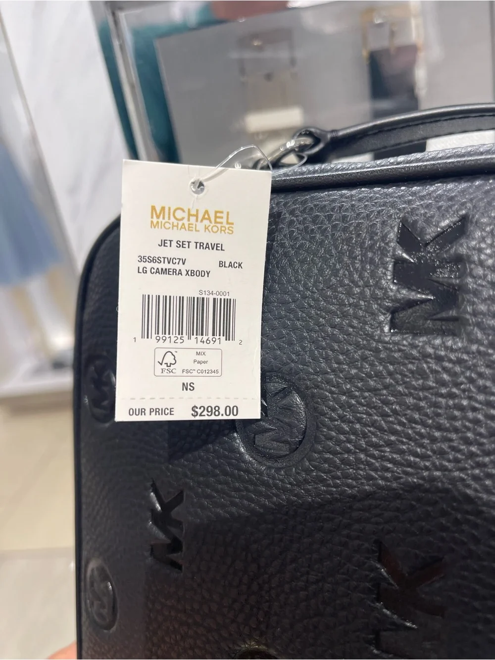Michael Kors Jet Set Travel Larg Logo Debossed EW Camera Crossbody Bag Black NWT